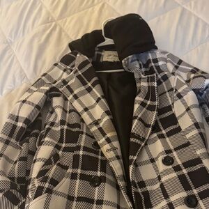 Maralyn & Me Black and White Checkered Trench Coat